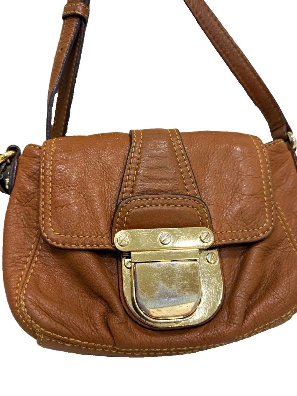 Michael Kors Brown Leather Crossbody Bag with Gold Hardware - Women